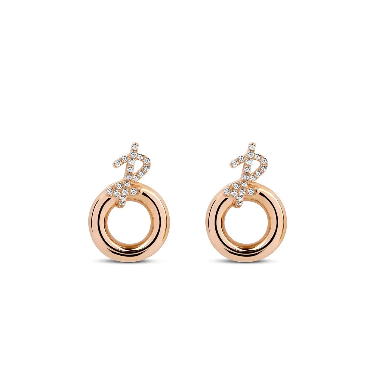 Small Hoop Gold Earrings with Diamonds in by REDAM JEWELRY