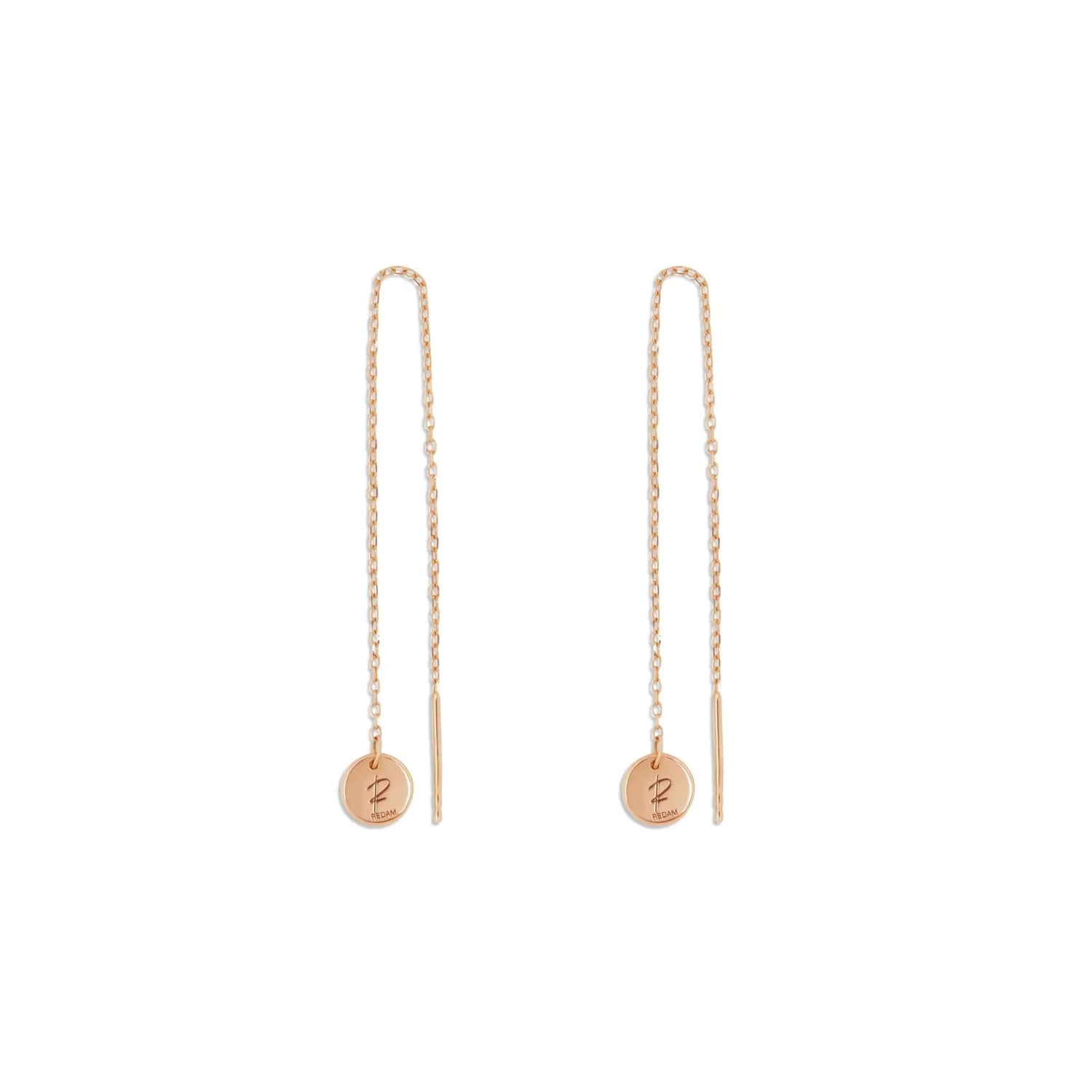 18K Gold Chain Earrings with REDAM Pendant Charms in Earring by REDAM JEWELRY