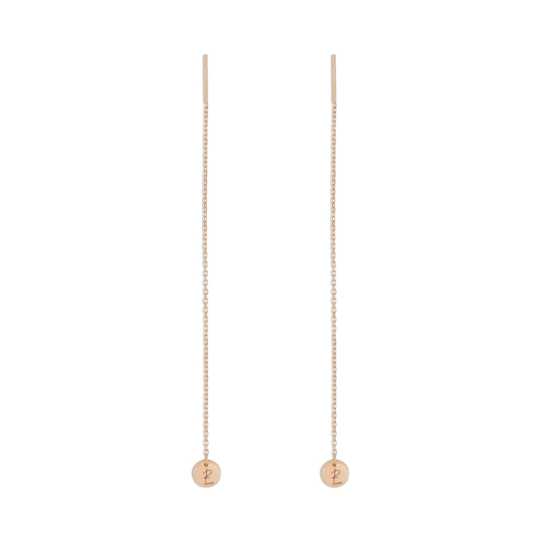 18K Gold Chain Earrings with REDAM Pendant Charms in Earring by REDAM JEWELRY