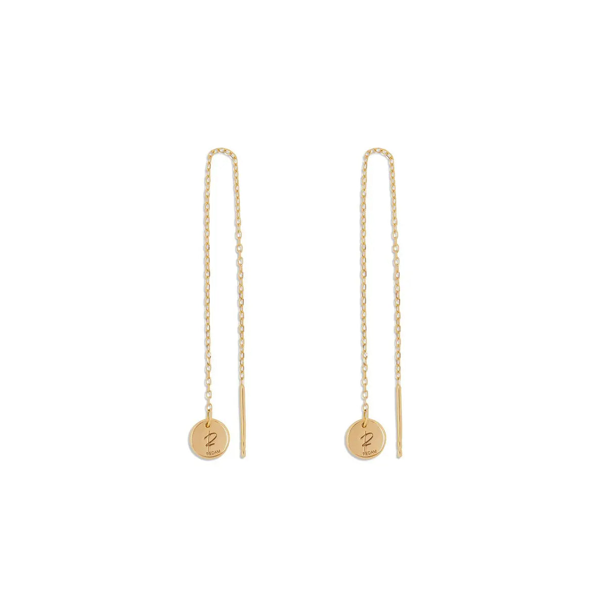 18K Gold Chain Earrings with REDAM Pendant Charms in Earring by REDAM JEWELRY