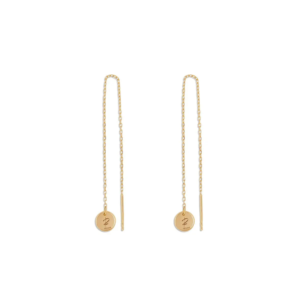 18K Gold Chain Earrings with REDAM Pendant Charms in Earring by REDAM JEWELRY