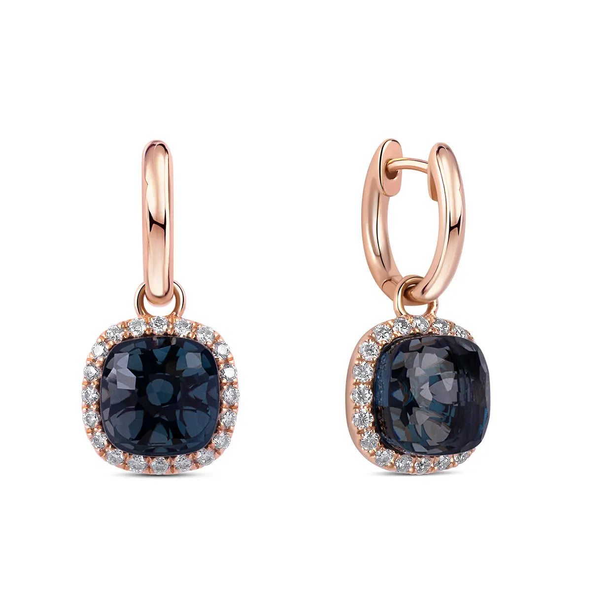 Rose Gold Cushion-Cut Sapphire and Diamond Earrings REDAM JEWELRY