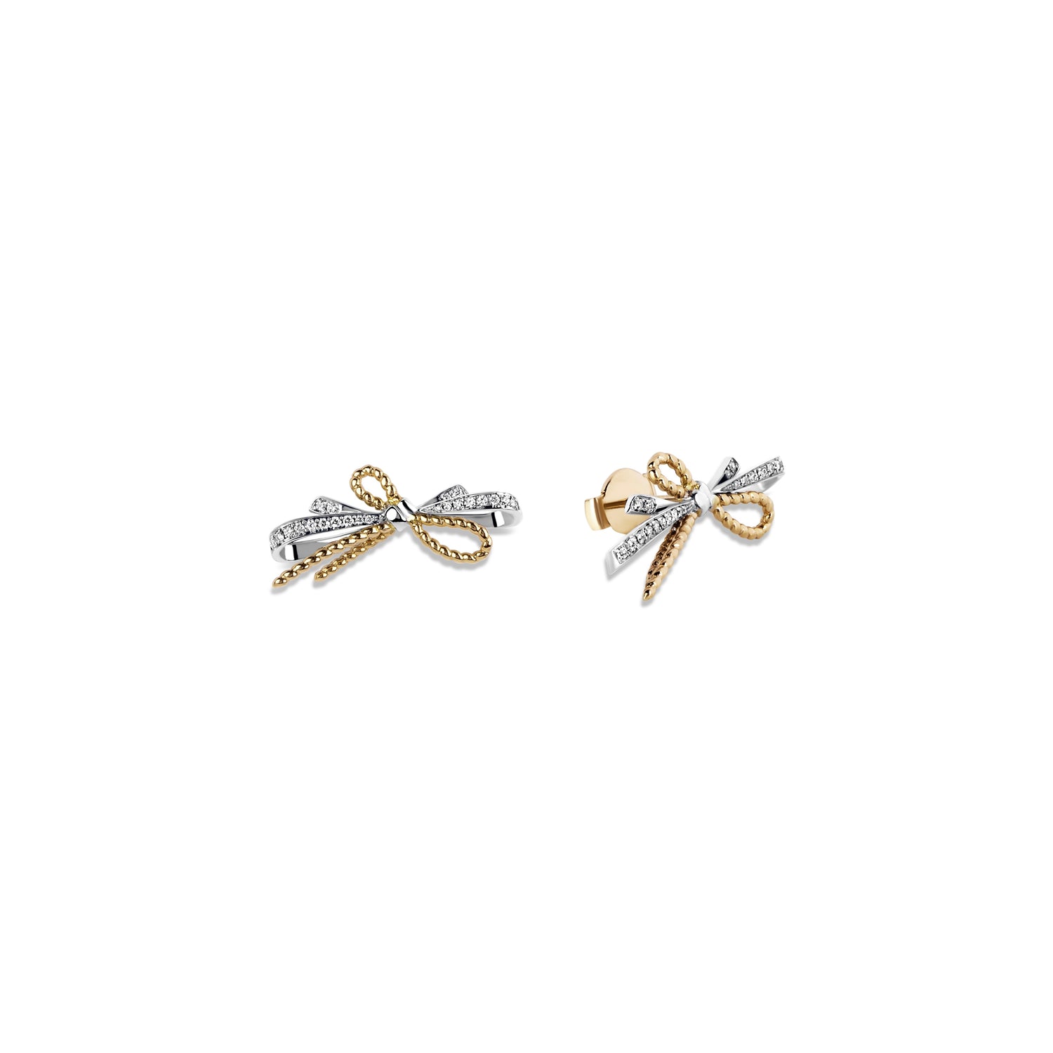 Charming Bow Earrings in Gold with Diamonds