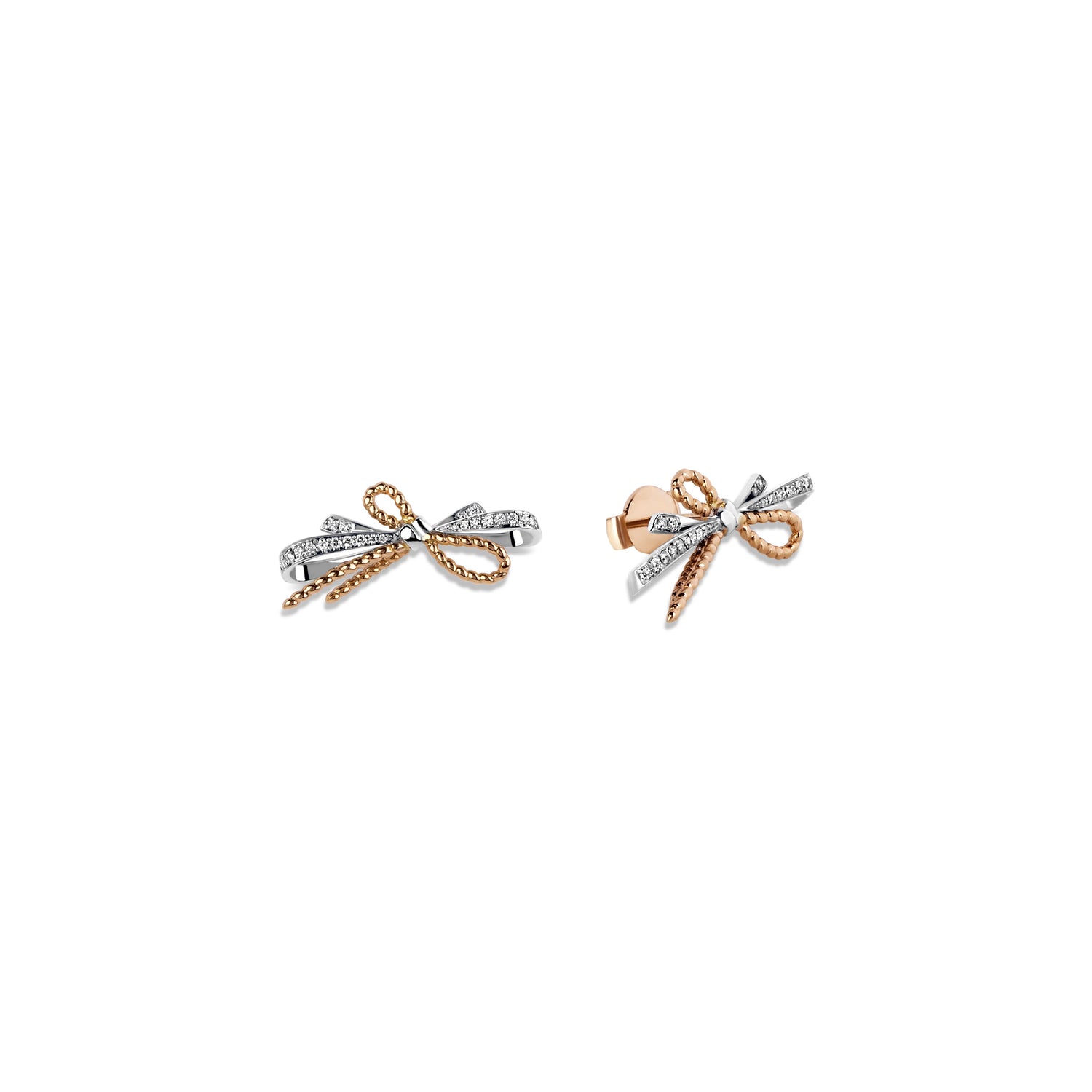 Charming Bow Earrings in Gold with Diamonds