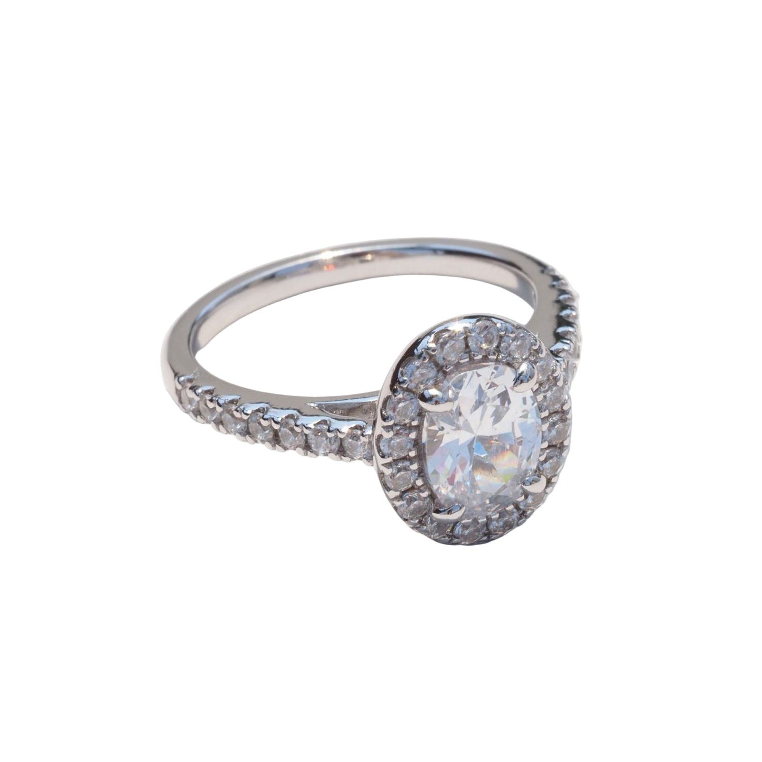 Gold Oval Halo Ring