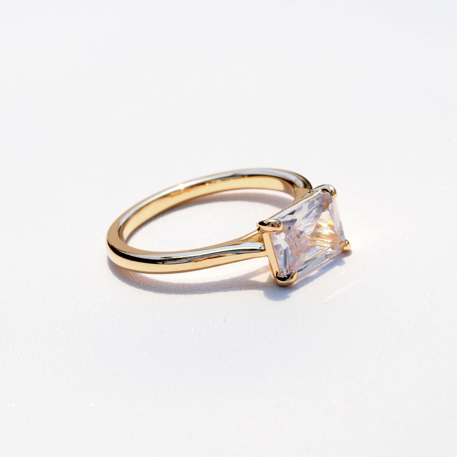 Gold Emerald-Cut Lab-Grown Diamond Ring