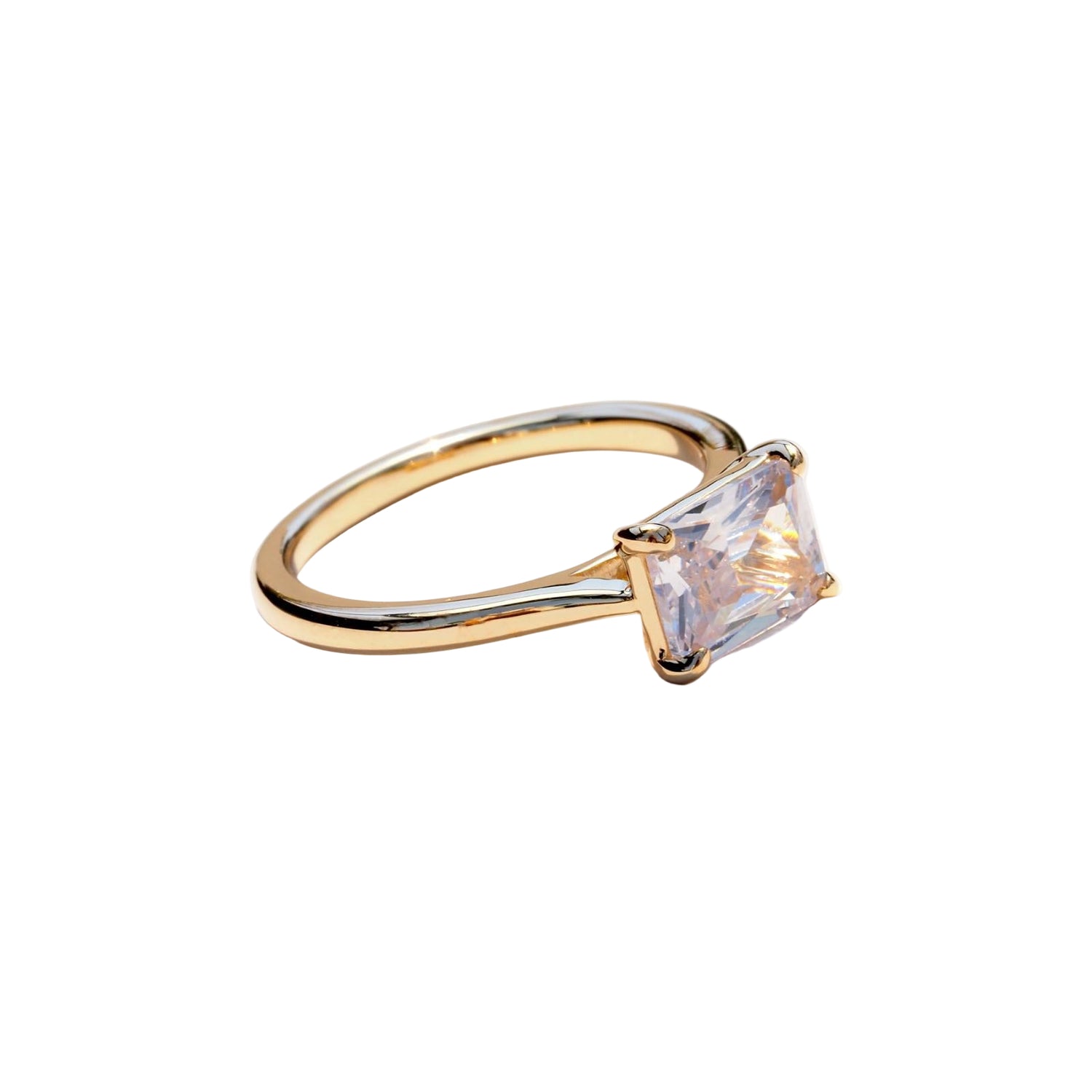Gold Emerald-Cut Lab-Grown Diamond Ring