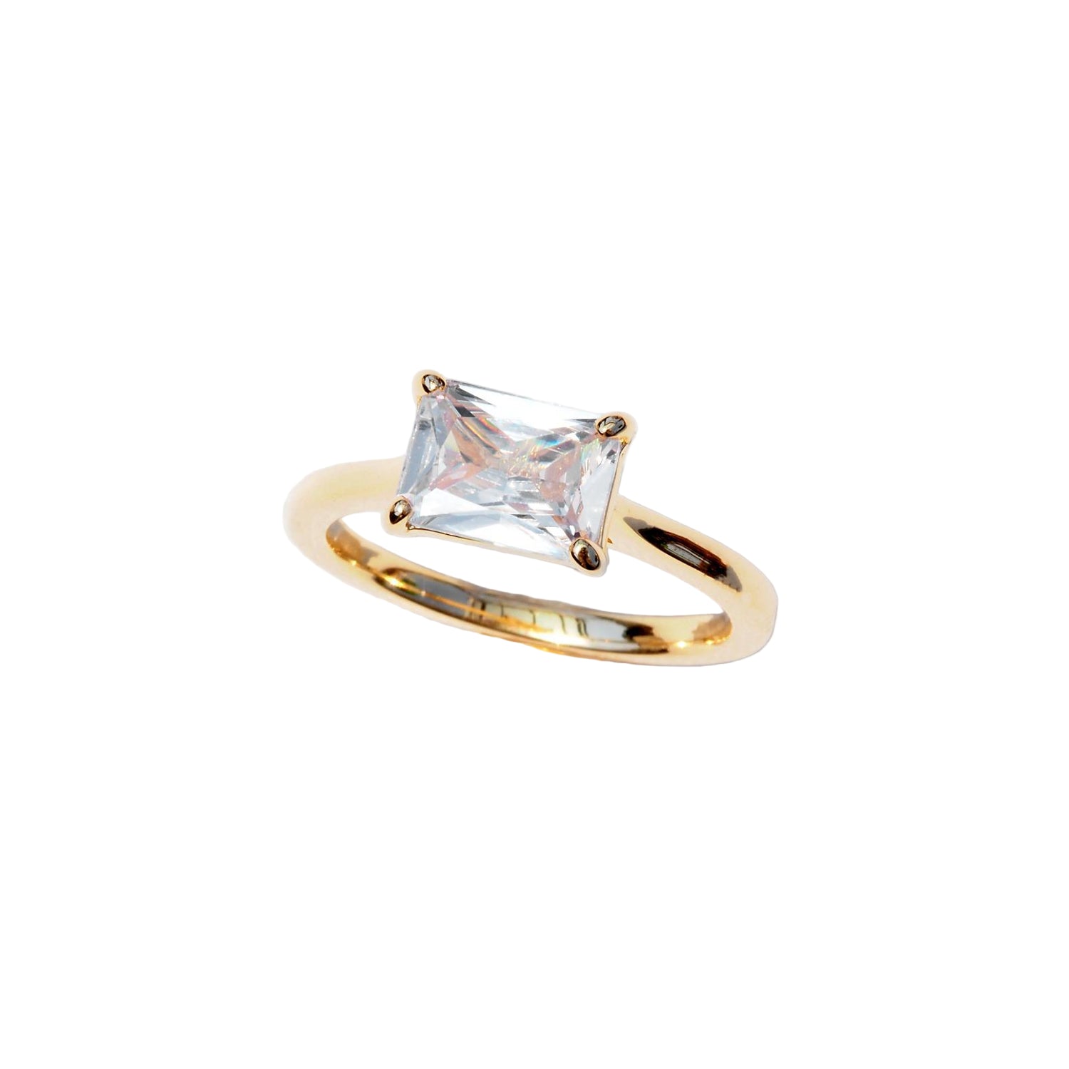 Gold Emerald-Cut Lab-Grown Diamond Ring