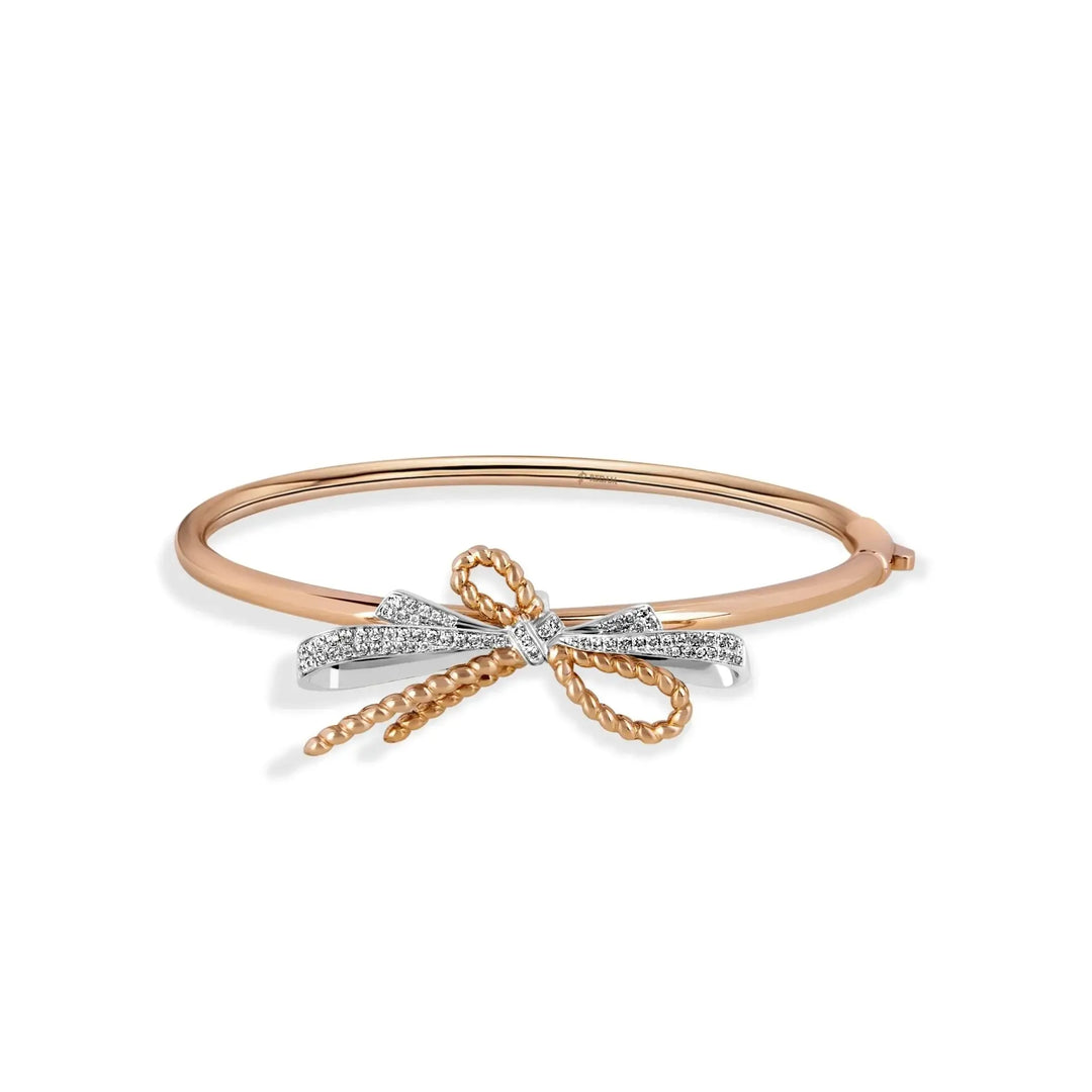 Gold Bangle with Delicate Bow in Bracelet by REDAM JEWELRY