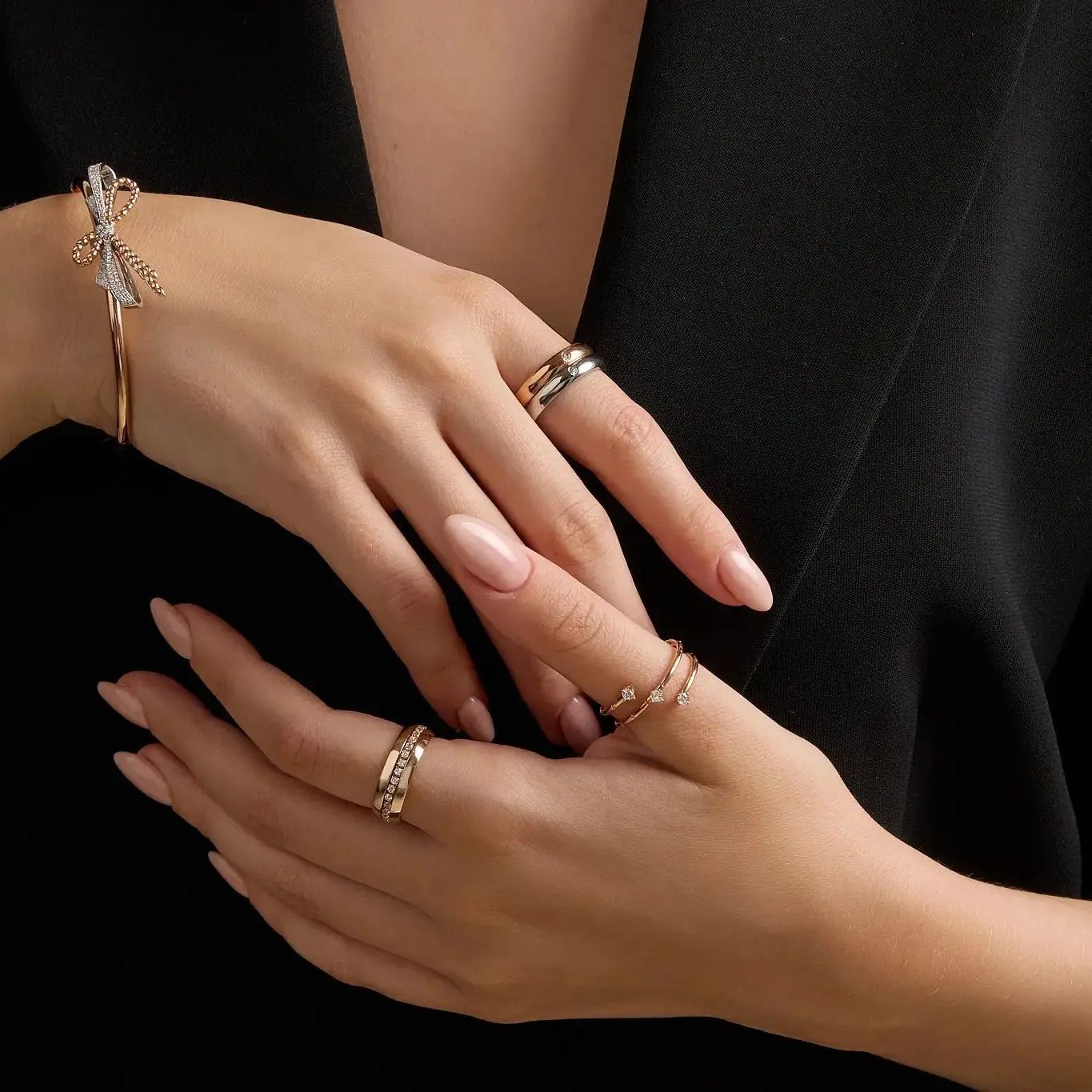 Gold Diamond Trio Ring in Ring by REDAM JEWELRY