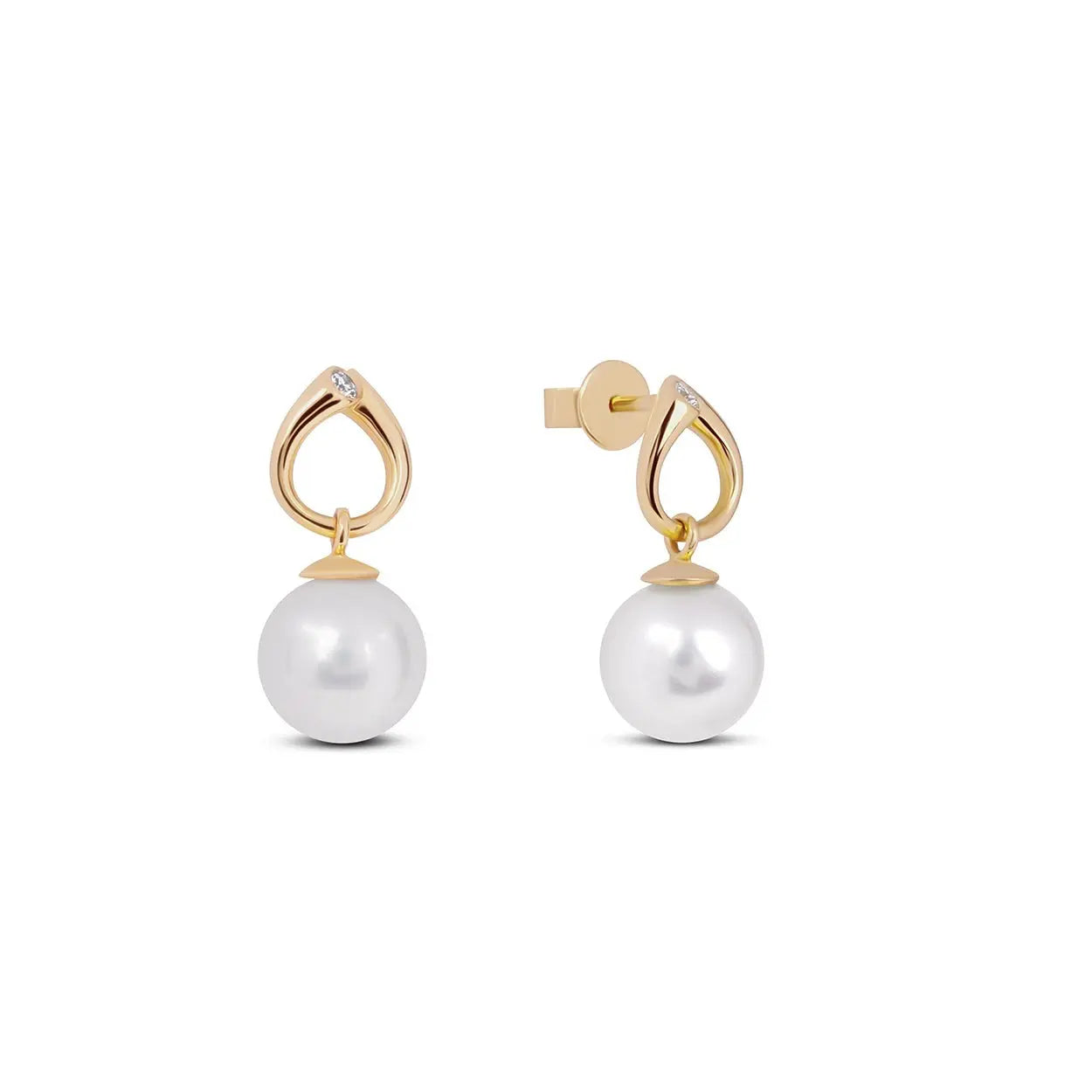 Gold Earrings with Akoya Saltwater Pearls in Earring by REDAM JEWELRY