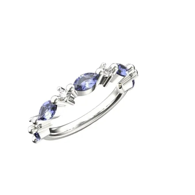 Gold Ring with Blue Gemstones in Ring by REDAM JEWELRY