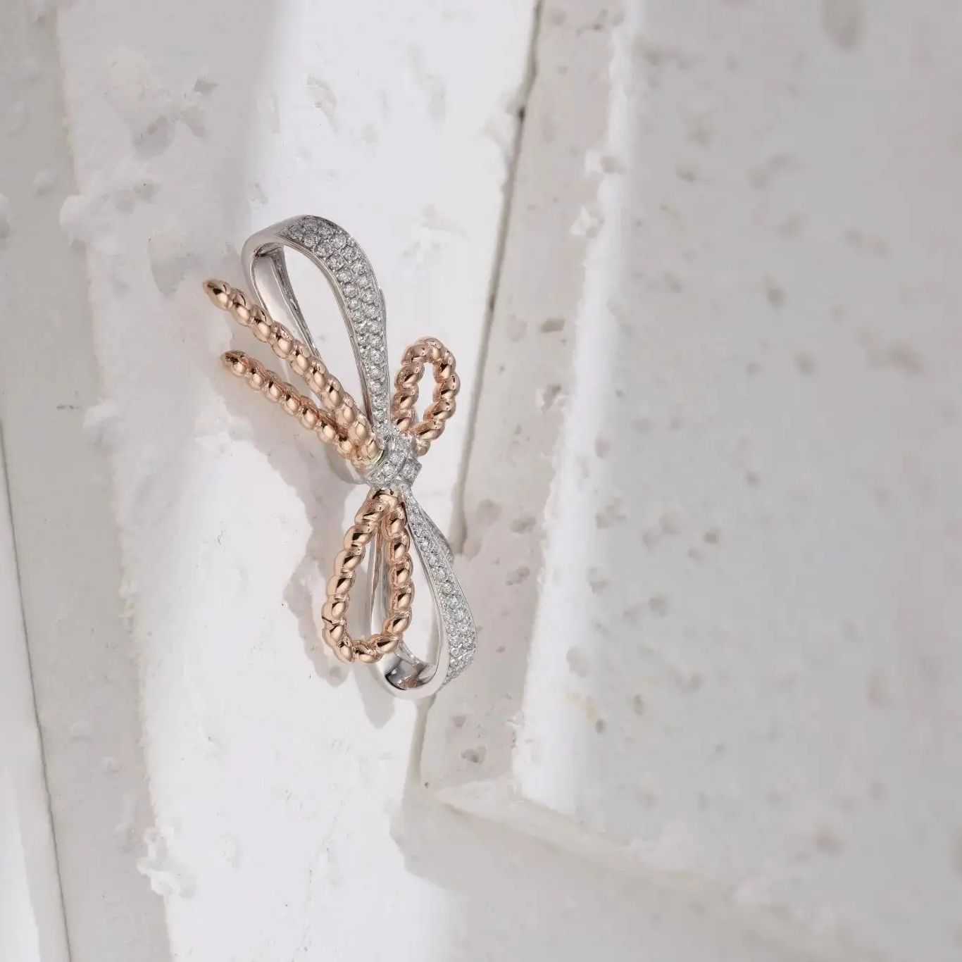Necklace with Delicate Bow and Diamond Accents in by REDAM JEWELRY