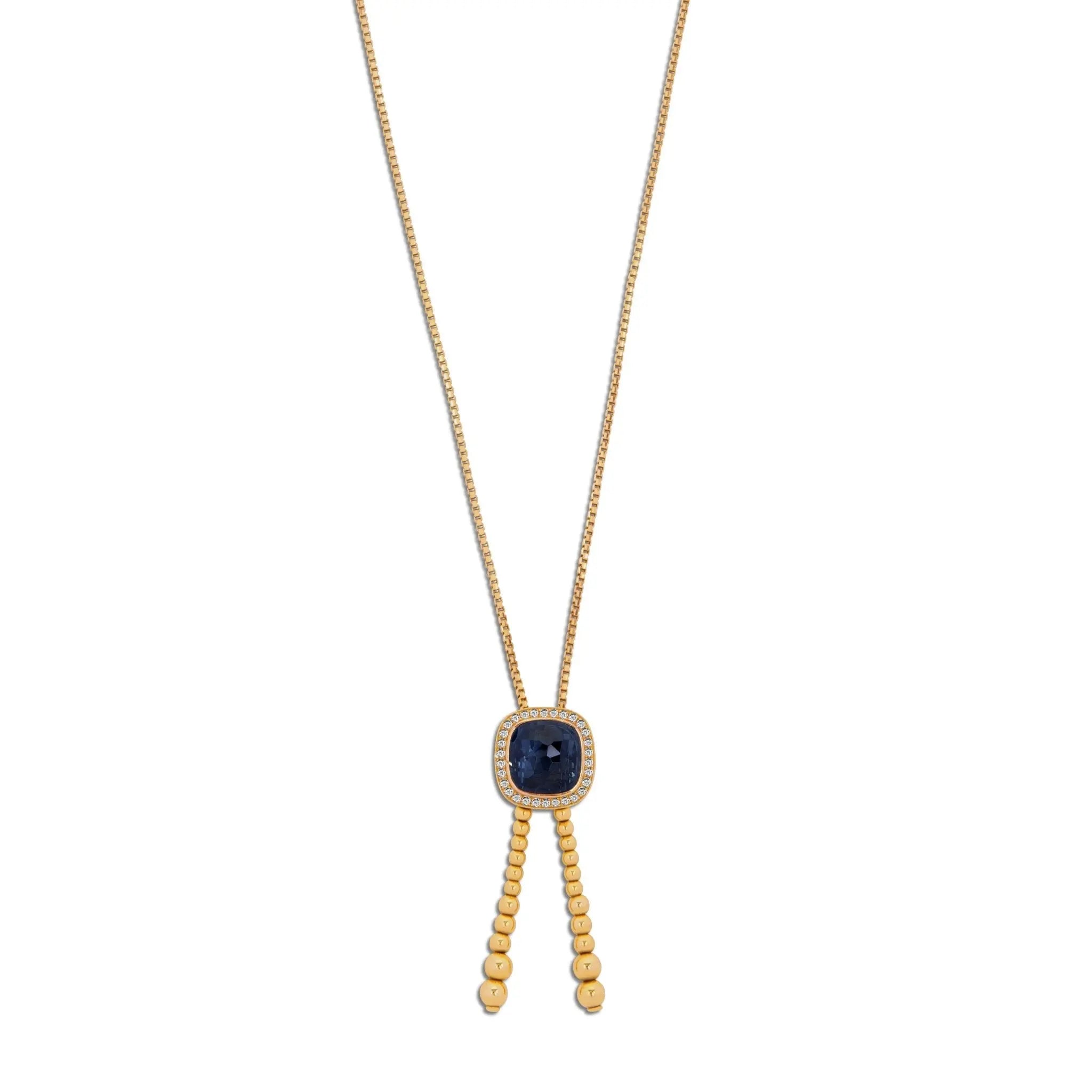 Sautoir Elegant Gold Necklace with Gem Pendant in Necklace by REDAM JEWELRY