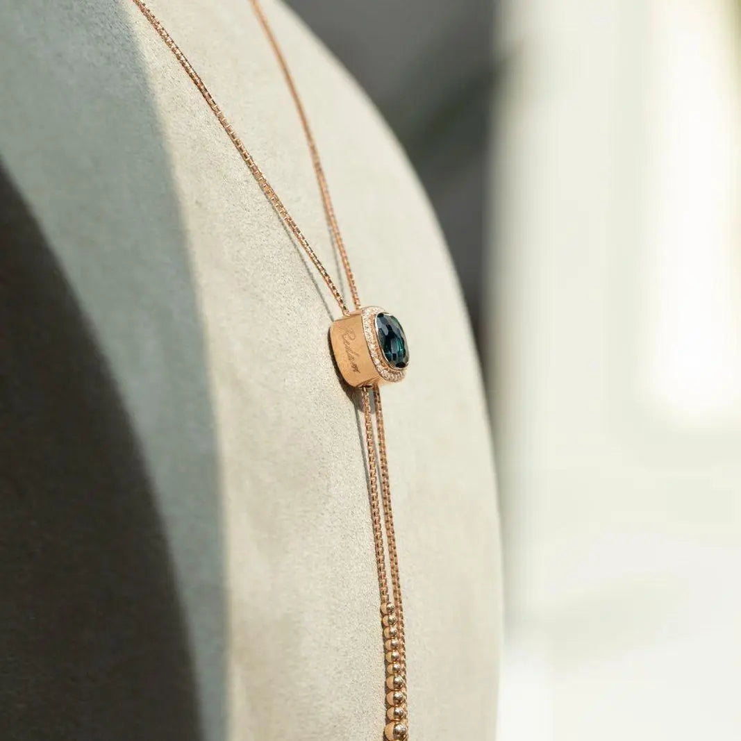 Sautoir Elegant Gold Necklace with Gem Pendant in Necklace by REDAM JEWELRY