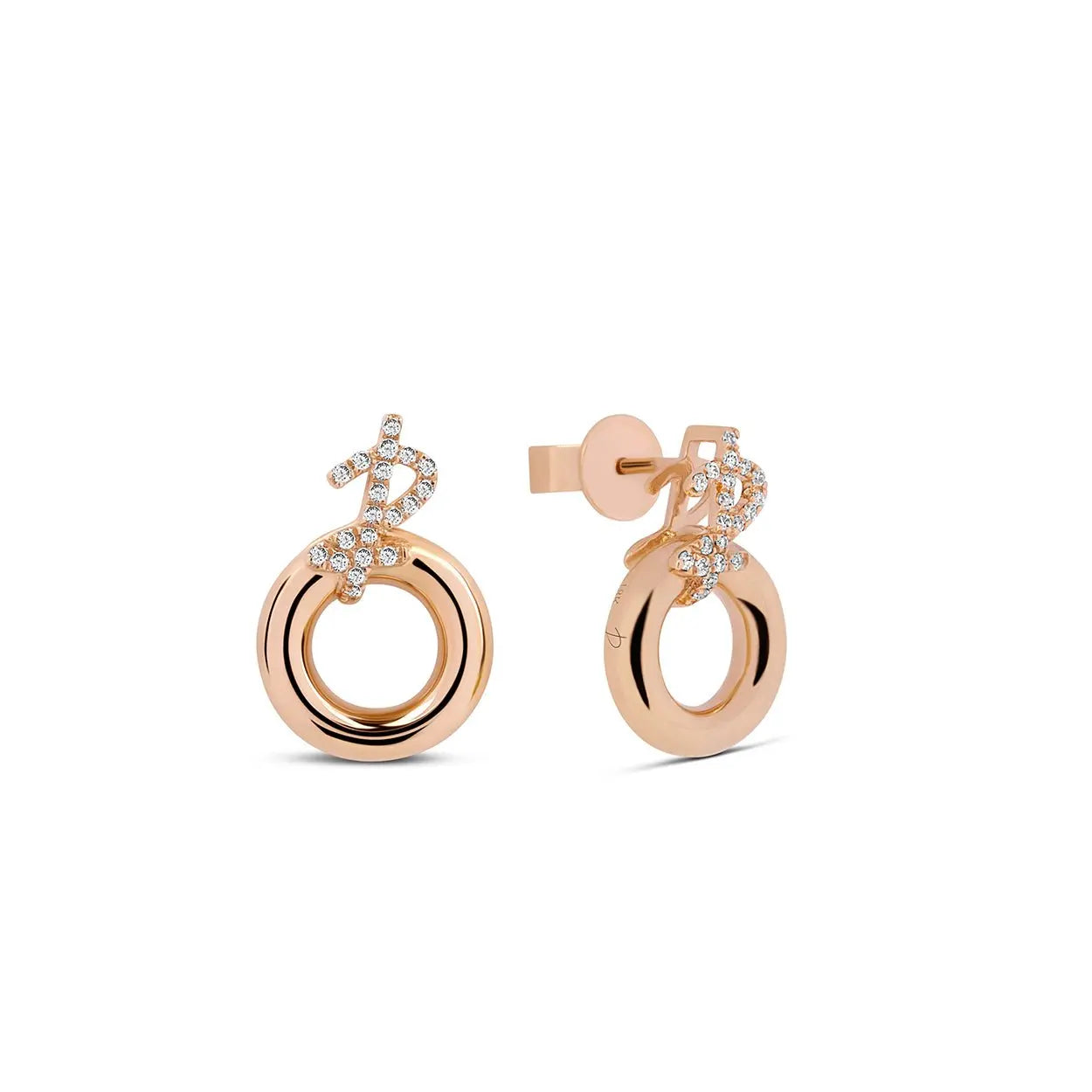 Small Hoop Gold Earrings with Diamonds in by REDAM JEWELRY
