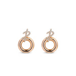 Small Hoop Gold Earrings with Diamonds in by REDAM JEWELRY